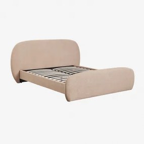 Cama Em Tecido Bouclé Brunel Bouclé Castanho Areia Claro & 160 X 200 Cm - Sklum