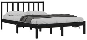 Estrutura de cama casal 4FT6 135x190 cm pinho maciço preto