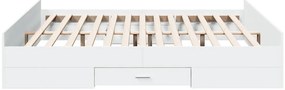 Estrutura de cama c/ gavetas 200x200cm derivados madeira branco