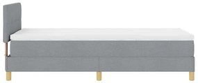 Cama Box Spring com Colchão &amp; LED Cinza Claro 100x200 cm Tecido
