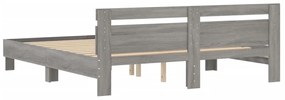 Estrutura de cama c/ cabeceira derivados madeira cinza sonoma