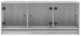 Móvel de TV c/ portas de vidro 102x37x42 cm cinza sonoma