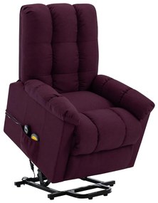 vidaXL Poltrona elevatória de massagens tecido roxo