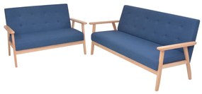 vidaXL Conjunto de sofás 2 pcs tecido azul