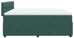 Cama com molas/colchão 200x200 cm veludo verde-escuro