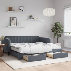 vidaXL Sofá-cama c/ gavetão e gavetas 90x190 cm veludo cinzento-escuro