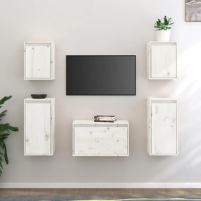 vidaXL Móveis de TV 5 pcs madeira de pinho maciça branco