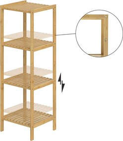 Estante de banheiro em bambu 110 x 33 x 33 cm Castanho