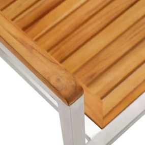 Conjunto de Jantar de Jardim 5 Peças em Madeira de Acácia e Aço Inoxid