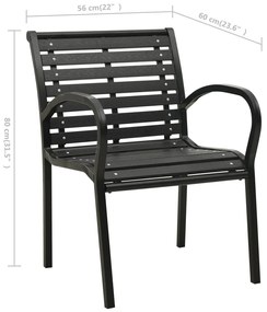 Cadeiras de jardim 2 pcs aço e WPC preto