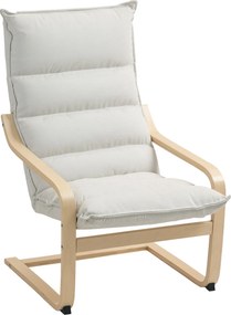 HOMCOM Poltrona de Sala Moderna com Encosto Alto Acolchoado Estrutura de Madeira e Estofada em Veludo 67x83x105 cm Creme | Aosom Portugal