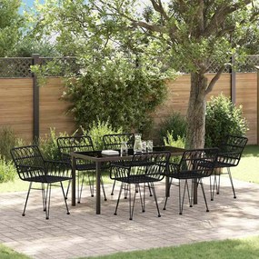 vidaXL Conjunto de Jantar de Jardim com 7 Peças em Rattan Preto