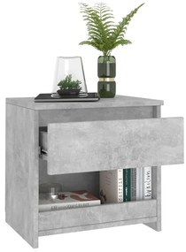 Mesa de cabeceira 40x30x39 cm contraplacado cinzento cimento