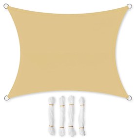 Vela de proteção solar SONGMICS de 3 x 4 m, resistente à água até 1000 mm, 93% de proteção UV, em poliéster resistente a rasgos, à prova de intempéries, para jardim, pátio, terraço, camping, cor areia GSH34EY