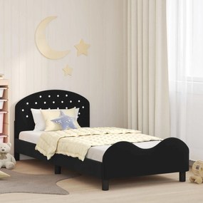 vidaXL Estrutura de Cama Infantil com Cabeceira Preto 90 x 190 cm