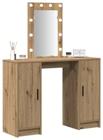 Mesa de Maquilhagem com Luzes LED Carvalho Artesanal 102x33x135 cm