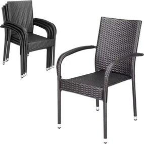 Conjunto de 4 Cadeiras jardim empilhável Comfort em Polyrattan Castanhas