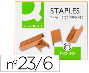 Agrafes Q-Connect Cobreados 23/6 Caixa 1000 Unidades