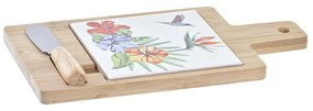 Tábua de Queijos Dkd Home Decor Multicolor Bambu Grés Tropical (21,5 X 11,8 X 1,5 cm) (3 Peças)