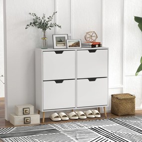 Sapateira para 16 Pares de Sapatos com 4 Gavetas e Prateleiras Ajustáveis 95x26x95 cm Branco