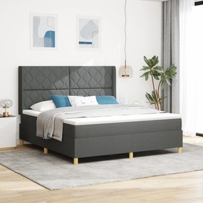Cama Box Spring vidaXL com Colchão e LED Cinza Escuro 180x200 cm em Tecido