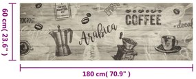 Tapete de cozinha lavável 60x180 cm veludo padrão café cinzento