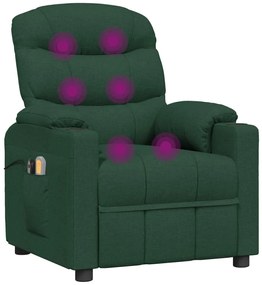 Poltrona de massagens elétrica tecido verde-escuro