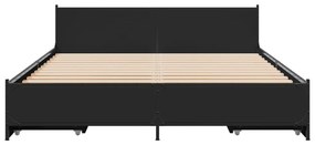 Estrutura de cama c/ gavetas 150x200 cm derivados madeira preto