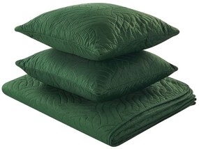 Colcha com relevo e duas almofadas verdes 220 x 240 cm BABAK Beliani