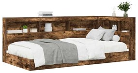 Cama estante Carvalho fumado 75x190 cm Madeira reciclada