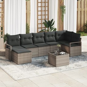 Conjunto de Sofás de Jardim de 7 Peças com Almofadas Preto Rattan Poli