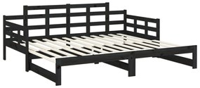 Estrutura sofá-cama de puxar 2x(80x200) cm pinho maciço preto