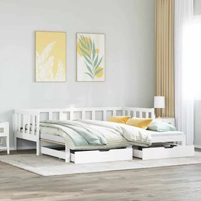 Sofá-cama com gavetão e gavetas sem colchão 90x190 cm branco