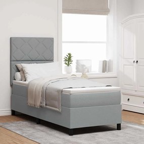 vidaXL Cama Box com Colchão e Luz LED, Cinza Claro, 80 x 200 cm, Tecido