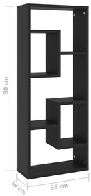 Estante de parede 36x16x90 cm derivados de madeira preto