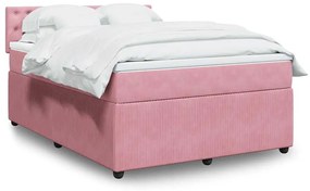 vidaXL Cama com molas/colchão 140x200 cm veludo rosa
