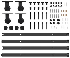 Kit de ferragens para porta deslizante 427 cm aço preto