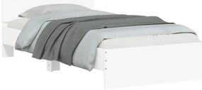 Estrutura de cama com cabeceira e luzes LED 100x200 cm branco