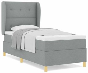 Cama Box com Colchão Cinza Claro 80x200 cm Tecido