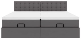 Cama otomana com colchões &amp; LEDs 180x200 cm couro artificial