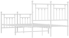 Estrutura de cama com cabeceira e pés 120x190 cm metal branco