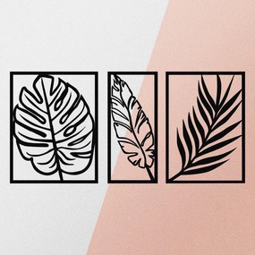 Acessório Decorativo de Parede Leaf2 – Preto – 80 x 38 cm