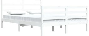 Estrutura de cama 160x200 cm madeira de pinho maciça branco