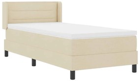 Cama Box Spring com Colchão Creme, 100 x 200 cm, Tecido.