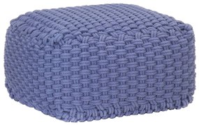 vidaXL Pufe tricotado à mão 50x50x30 cm algodão azul