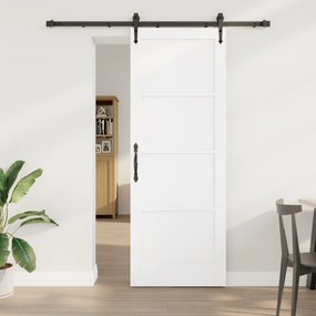 Porta Deslizante vidaXL com Conjunto de Ferragens Branca 78x211 cm Madeira Sólida de Pinho