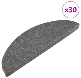 Tapetes de escada adesivos 30 pcs 56x17x3 cm cinzento