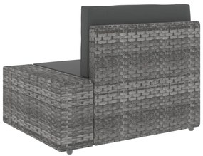 10 pcs conjunto lounge de jardim vime PE cinzento