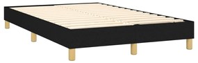 Cama box spring c/ colchão e LED 120x190 cm tecido preto