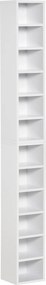 Conjunto de 2 estantes verticais para arrumação de CDs e DVDs, com 6 + 6 compartimentos, 21 x 19 x 88 cm, capacidade máxima: 160 CDs, branco